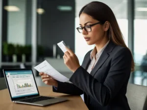 Default A scene depicting a businesswoman efficiently managing 1 11zon
